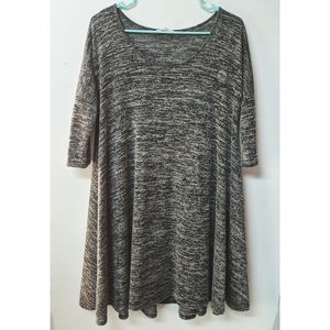 Long Black & White Tunic Dress 3/4 Sleeve